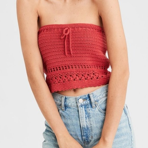 American Eagle Outfitters Tops - Pink Crochet Tube Top